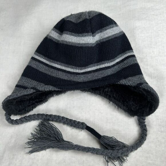 Calvin Klein Adult 1 size Knit Cap Fleece Lined With Ties - Picture 1 of 8